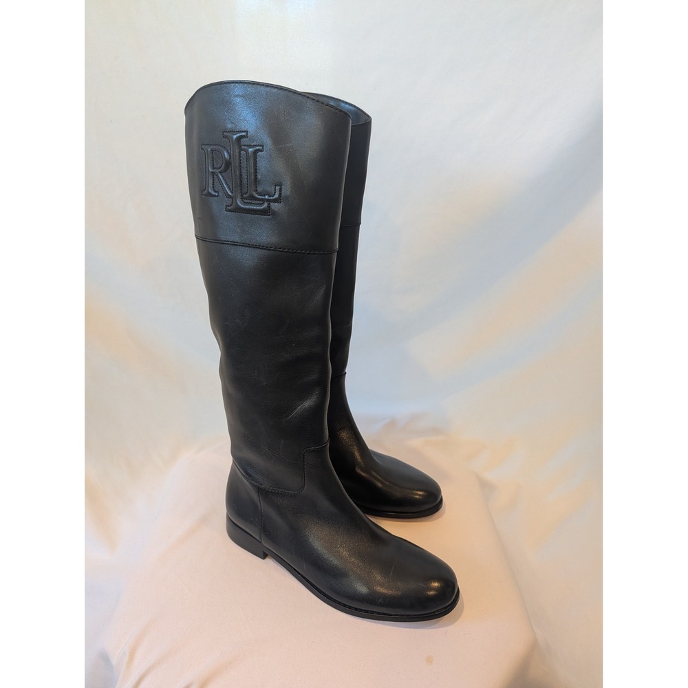 Lauren Ralph Lauren Justine II Black Leather Riding Boots Women 5 classic luxury